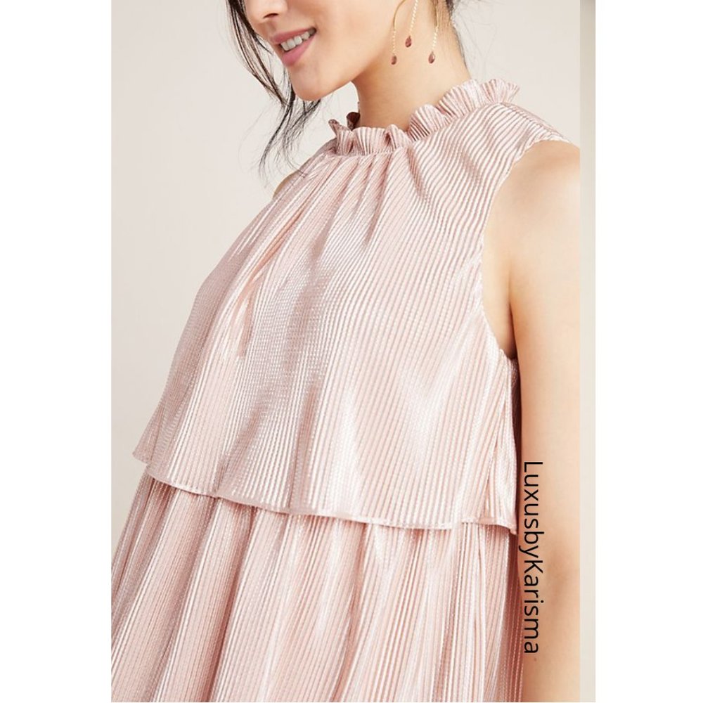 NWT Anthropologie Estelle Blush Tiered Tunic Dress. Size L - Picture 2 of 11